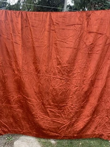Vintage BHS Tawny Orange Cotton Velvet Curtain 74" Wide x 86" Drop  - Picture 1 of 14