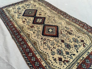 3x5 Antique Turkish-Inspired Caucasian Medallion Rug, Low Pile, Distressed Rug - Picture 1 of 10