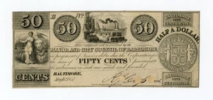 1837 50c Mayor and City Council of Baltimore, MARYLAND Note - Picture 1 of 2