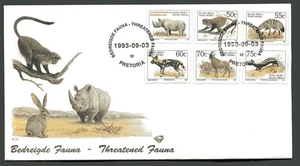 SOUTH AFRICA 1993, WILD ANIMALS, Scott 856-861 on F.D.C. - Picture 1 of 1