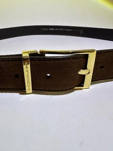 MORESCHI Brown Suede Belt 105/40 Gold Buckle Italy Nice Classic Adhustable New - Picture 1 of 23