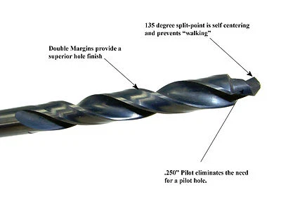 10 ea Guhring 11/32" Drill Bit  10" Length Piloted Double Margin .3438 Extension - Image 1 of 4
