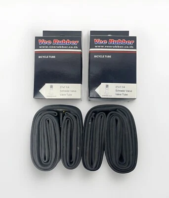 Two (2) - Vee-Rubber 27 x 1-1/4" Schrader Valve 32mm Road Bicycle Inner Tubes - Image 1 of 3