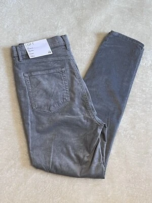 LOFT NWT $80 Skinny High Rise Stretch Velour Silver Gray Pants Size 29 - Image 1 of 4