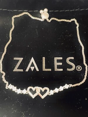 *NOVO* “DESLUMBRANTE” ZALES Joalheiros Prata Esterlina 8 Safira Coração Pulseira “BOLO” - Imagem 1 de 4