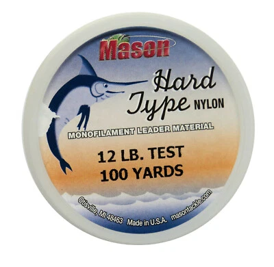 Material líder mono de nailon tipo duro Mason 12#, 100 yardas, transparente #HSR-12-100YD Foto 1 de 2