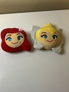 Disney Parks Emoji Plush Tinkerbell & Ariel Stuffed Double Sided Dual Expression