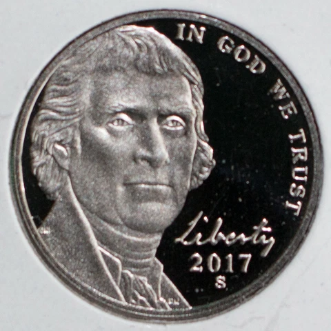 2017 S PROOF Jefferson Nickel Coin 5c Five Cents Coin Cover