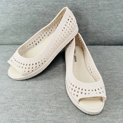 MELISSA JASON WU Camilla Woven White Jelly Open Toe Flats Shoes Women's Sz 9  B7 - Image 1 of 4