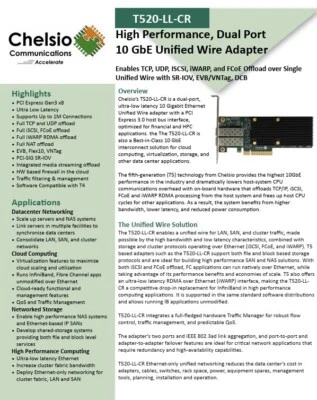 Chelsio T520-LL-CR 2-Port SFP+ 10GbE PCIe Unified Wire Adapter 110-1167-50 - Image 1 of 4
