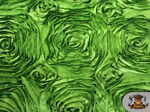 Rosette Satin Fabric GREEN 54" Wide Sold by the yard - Picture 1 of 1