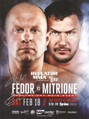FEDOR EMELIANENKO SIGNED AUTO BELLATOR 172 PROGRAM BAS COA PRIDE FC VS MITRIONE - Image 1 of 3