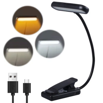 DDDONE Rechargeable LED Book Light 3 Color Temperature, Clip-On, Portable & Flexible