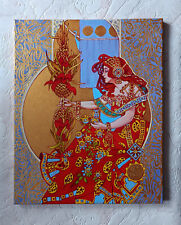 Gold oil painting and acrylic art nouveau style, 100% handmade,  free shipping.