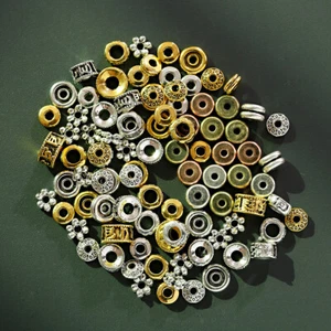 100 piezas Oro Plata Hágalo usted mismo Cuentas Sueltas Fabricación de Joyería Dijes de Metal Cuentas Espaciadoras Redondas - Imagen 1 de 24
