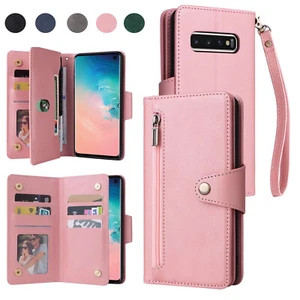 Case for Samsung Galaxy S8 S8+ S9 S9+ S10 S10e S10+ S20 FE Zip Wallet Flip Cover - Picture 1 of 17