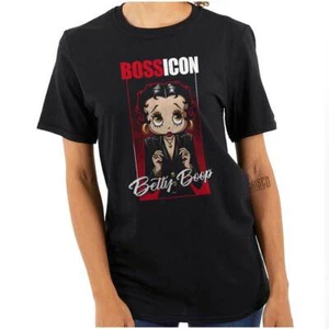Cool Betty Boop Retro Cartoon Mob Boss Icon Womens Graphic Crewneck T Shirt Tee - Picture 1 of 7