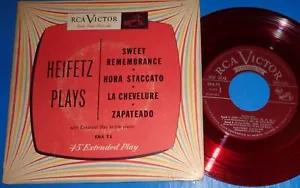Heifetz Plays SWEET REMEMBRANCE/HORA STACCATO - RCA 7 inch ERA 71 Red Vinyl - Picture 1 of 2