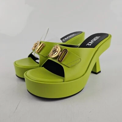Mulas Versace Medusa 100 mm verdes nuevas talla 37,5 EE. UU. 7,5 Foto 1 de 4