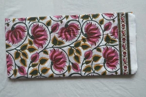 2.5 Yard Rajasthani Hand Printed Floral Fabric Running Cotton Craft By Fabric - Picture 1 of 10