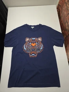 Kenzo Mens Blue Tiger Paris Logo T-Shirt Size Large - Picture 1 of 6