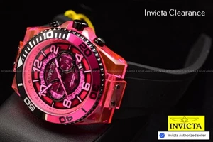 Invicta Mens SPEEDWAY 48mm TRI TIME Chronograph Pink Dial Black UNISEX Watch - Picture 1 of 7