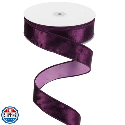 MEEDEE Purple Velvet Ribbon - 1.5 Inch, 25 Yards Crushed Velvet Spool - Hallo - Image 1 of 4