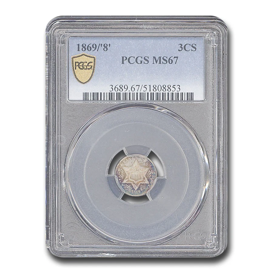 1869/8 Three Cent Silver MS-67 PCGS - Image 1 of 3