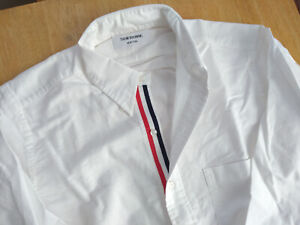 NWOT Thom Browne White Oxford Button Down Collar Grosgrain TB2 15-33 MSRP $425