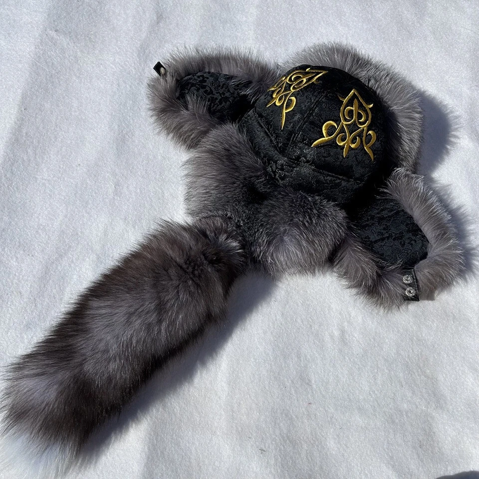 Unisex Real Fox Fur Hat Russian Warm Ushanka Cossack Mongolia Hat Cap Earlaps - Image 1 of 4