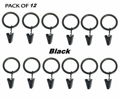 Metal Shower Curtain Pole Rod Voile Ring Hooks Hanging W/ Clips 12 Rings - Image 1 of 4