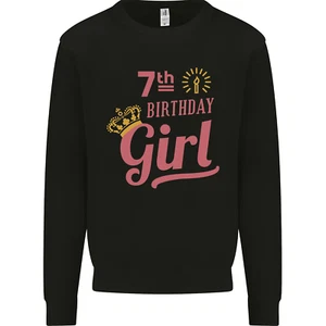 7th Birthday Girl 7 Year Old Princess Kids Sweatshirt Jumper - Picture 1 of 97