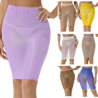 iEFiEL Damen Unterrock Transparent Bodycon Hüftrock Niedrige Taille Clubwear DE