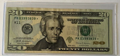 US Fancy Star Error Note Serial Twenty Dollar Replacement Duplicate Ink Fed $20 - Image 1 of 2
