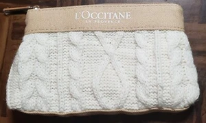 L' Occitane En Provence Offwhite Cableknit Makeup Bag Zippered Cosmetic Pouch - Picture 1 of 11