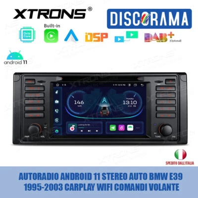 AUTORADIO ANDROID 11 STEREO AUTO BMW E39 1995-2003 CARPLAY WIFI COMANDI VOLANTE - Immagine 1 di 4