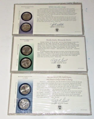 2000 US Mint State Quarters First Day Coin Cover MA MD SC, Q15 Q16 Q17 - Image 1 of 4