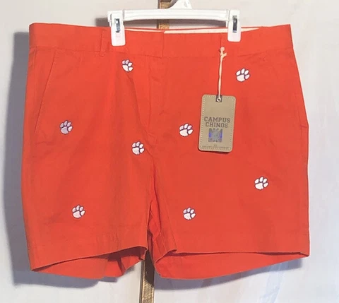 Clemson Tigers Women’s Campus Chicos Cotton Shorts NWT Size 16. Embroidered Logo Cover