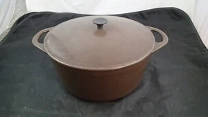 Vintage COUSANCES #24 EMAMEL CAST IRON ROUND DUTCH OVEN Brown 4 QT FRANCE - Picture 1 of 7