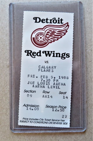 Red Wings vs Calgary Flames ticket stub Feb 05, 1988 - Yzerman 2 Goals Cover