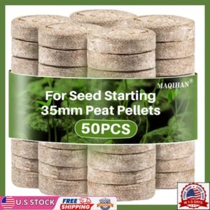 50PCS Peat Pellets Seed Starter Seedlings Pods Start 35mm Soil Growing Pellets-P - Picture 1 of 12