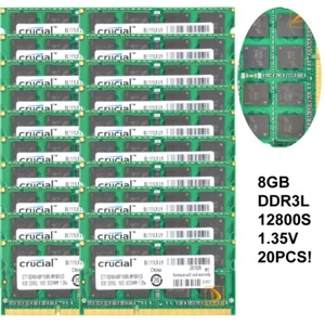 Crucial 20x 8GB 2Rx8 PC3L-12800S DDR3L 1600Mhz SODIMM RAM Laptop Memory LOT 8GB - Picture 1 of 8