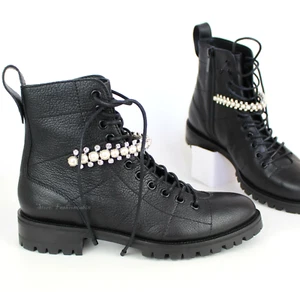 NEW JIMMY CHOO Crystal-Strap Embellished Combat Boot - Luxe Glam Rock, EUR 37 - Picture 1 of 12