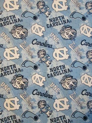 UNC NORTH CAROLINA TAR HEELS INLAYS SPORTS COTTON FABRIC BTHY - Image 1 of 4