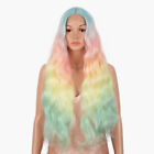 Long Pastel Rainbow Ombre Wig Mermaid Body Wave Heat Resistant Lace Front Hair