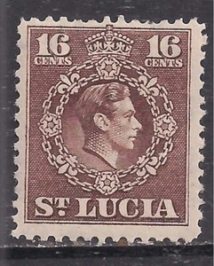 St Lucia 1949 KGV1 16cts Brown MM SG 154 ( E767 ) - Picture 1 of 1