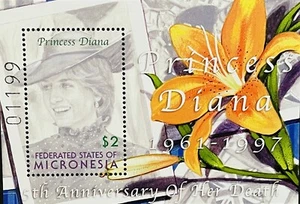 MICRONESIA PRINCESS DIANA 5TH ANNIVERSARY OF HER DEATH STAMPS SS MNH 2002 ORCHID - Picture 1 of 1