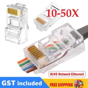 10-50X RJ45 Pass Through CAT6 Connector Modular Plug CAT5e CAT5 Network Ethernet - Picture 1 of 15