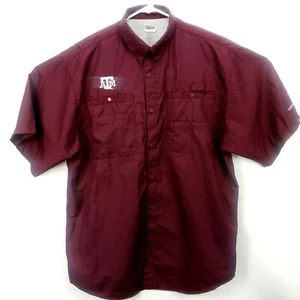 Camisa para hombre Spirit Collection talla XL S/S abotonada borgoña cuadrícula Texas A&M - Imagen 1 de 7