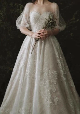 Keysha - Vestido de novia manga abullonada princesa línea A Foto 1 de 4